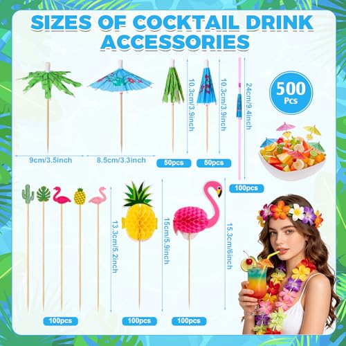 Set de 500 piezas de pitillos y adornos tropicales para cócteles miniatura 2