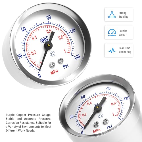 TAILONZ PNEUMATIC 1/2 Zoll BSP Luftfilter Druckregler Wasser/Ölabscheider Combo(0-1MPA),Air Tool Compressor Filter mit Manometer AC4010-04(Manuelle Entleerung)