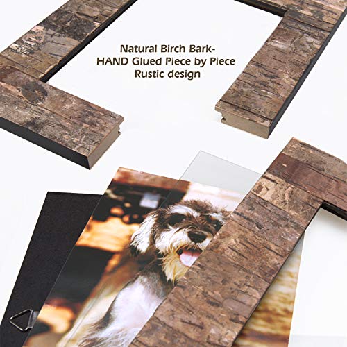 Eosglac Rustic 8X10 Wooden Picture Frame, Handmade With Real Birch Bark, Easel Back, Natural #TOP1