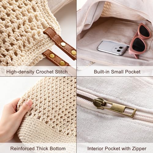 Bolso tote de playa de crochet para mujer miniatura 6