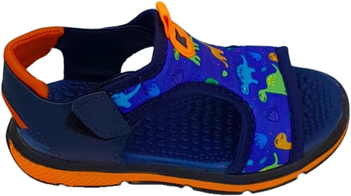 Sandália Papete Infantil Masculina Menino Anatômica Escolar Dinossauro Presente Natal Black Dino Tiras auto Colantes – Linha Premium