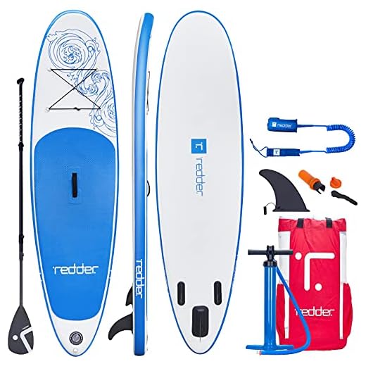 redder Coiled SUP Leash Surf Paddle Board Leg Rope for Surfing & Inflatable Stand Up Paddle Board with Double Stainless Steel Swivels and Triple Lock Rail Saver Blue
