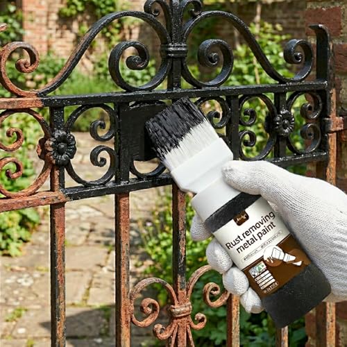Image of Black Touch-Up Paint 6.35 Oz for Metal Surfaces,2-in-1 | Multi-purpose touch up coating, specially developed for all kinds of metal surfaces to cover scratches and marks.