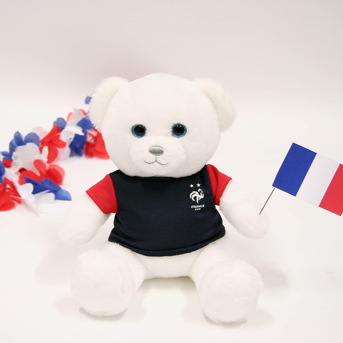 Gipsy FFF-Plüschbär – 25 Cm, Blau-weiß-rot, Offizielles Frankreich-Fußball-Maskottchen