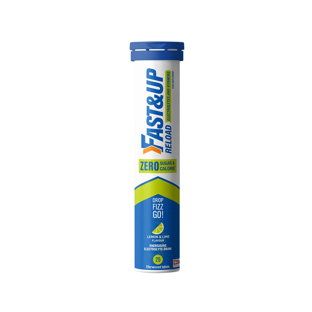 Fast&Up Reload Zero Electrolyte Tablets | Zero Sugar & Calories | Lemon & Lime Flavour | 25 Effervescent Tablets with Vitamin C & B12 | Instant Hydration & Energy