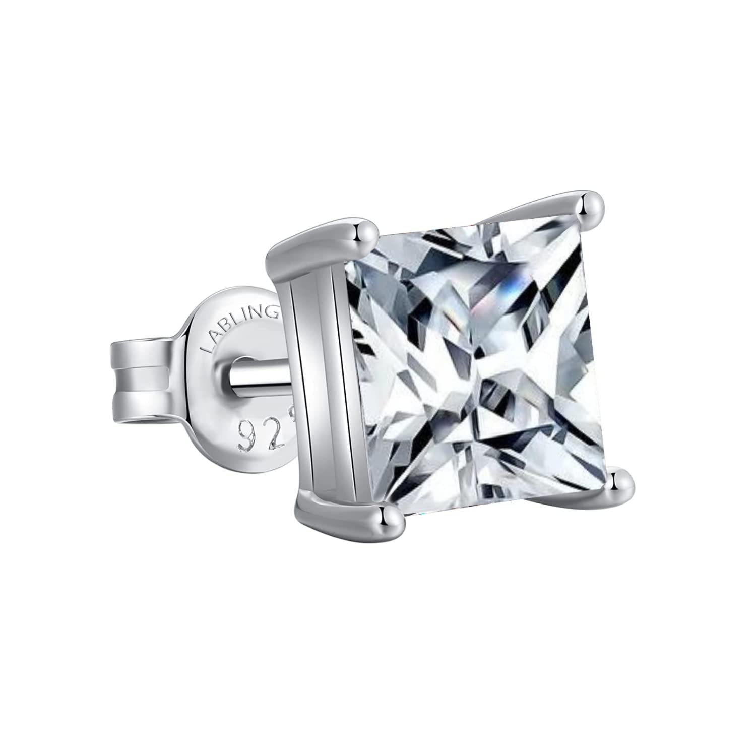LaBling 925 Sterling Silver Classic Square Solitaire Stud Earring for Men | Silver Gold & Rose Gold | Stunning Gift - Silver 6mm (B0BFRS6VY5) Amazon Price History, Amazon Price Tracker