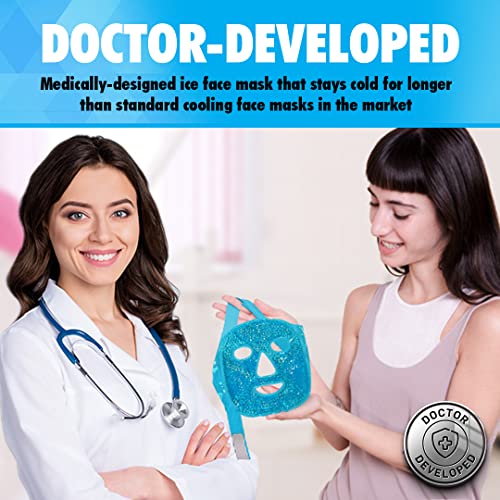 Image of Perfect Remedy Face Ice Pack, Reusable Hot & Cold Ice Face Mask, Gel Compress for Helping with Puffy Eyes and aiding in Conditions of Swelling, Facial Spa Cooling Mask for Women and Men (Blue)