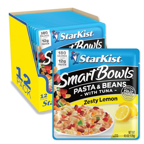StarKist Smart Bowls Zesty Lemon, 4.5 oz Pouch (Pack of 12) – Features Pasta & Beans with Wild Caught Light Tuna