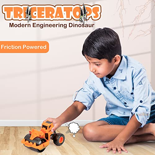 Image of Zest 4 Toyz Friction Powered Toys for Kids Dinosaur Engineering Vehicle Animal Figure Playset Birthday Gift for Boys Girls Toddlers (Pack of 2) Multi Color