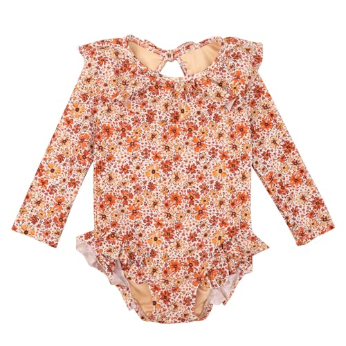 Maillot de bain pour filles UPF50+ anti-irritation à manches longues pour la peau fine de bébé
