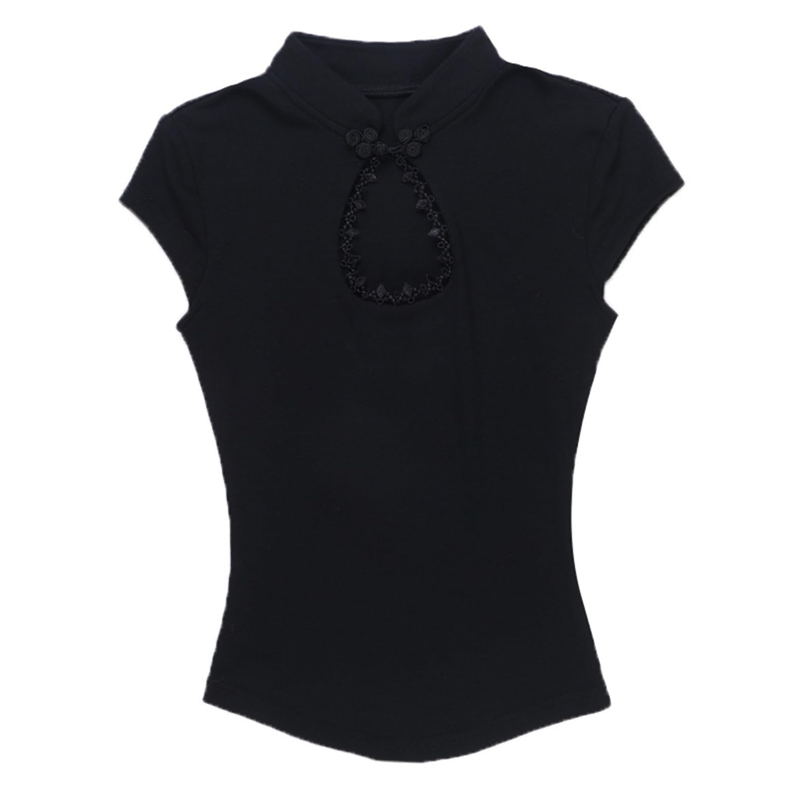 Generisch Elegante costume cinese scuro per Halloween con scollo profondo e silhouette sciancrata