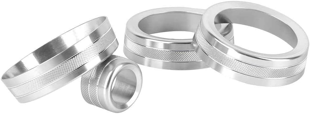 AC Knob Cover Trim Ring Set for Land Rover Sport (2014-2017) - 4Pcs Aluminum Alloy Silver Interior Dashboard Decorative Accessory