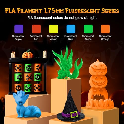 Image of SUNLU Fluorescent PLA 3D Printer Filament, PLA Filament 1.75mm, Brighter Color for Halloween Decoration, Neatly Wound Filament, Fit Most FDM 3D Printer, 1kg Spool, Fluorescent Orange