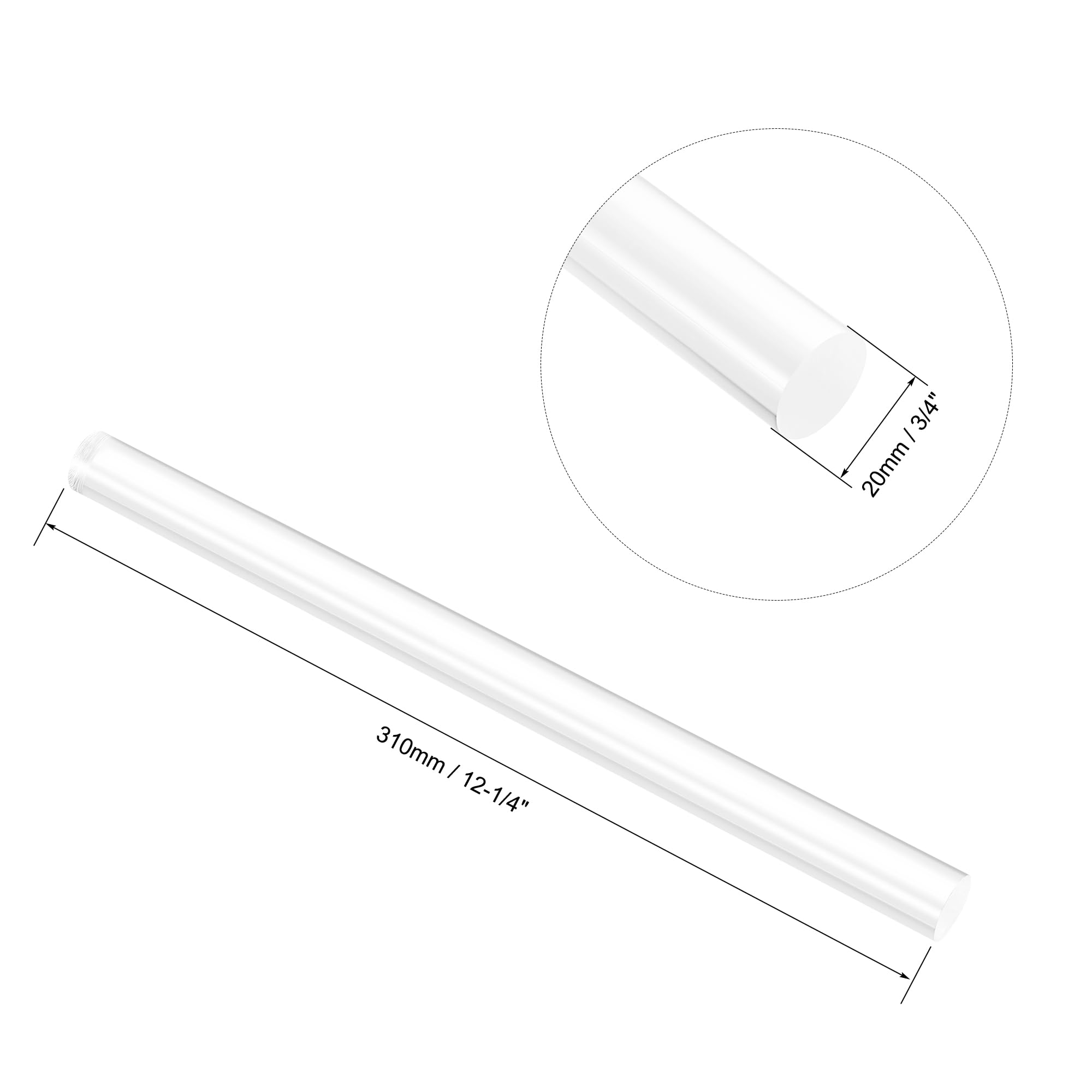 Clear Acrylic Rods - 2 Pack, 3/4" Diameter -2