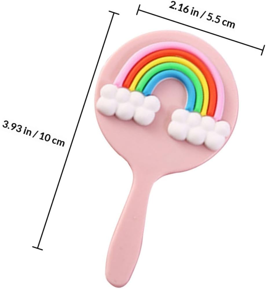 Handheld Vanity Mirror with Handle, Rainbow Color Portable Makeup Accessory for Travel and Daily Use, Compact Cosmetic Mirror for Women image 2