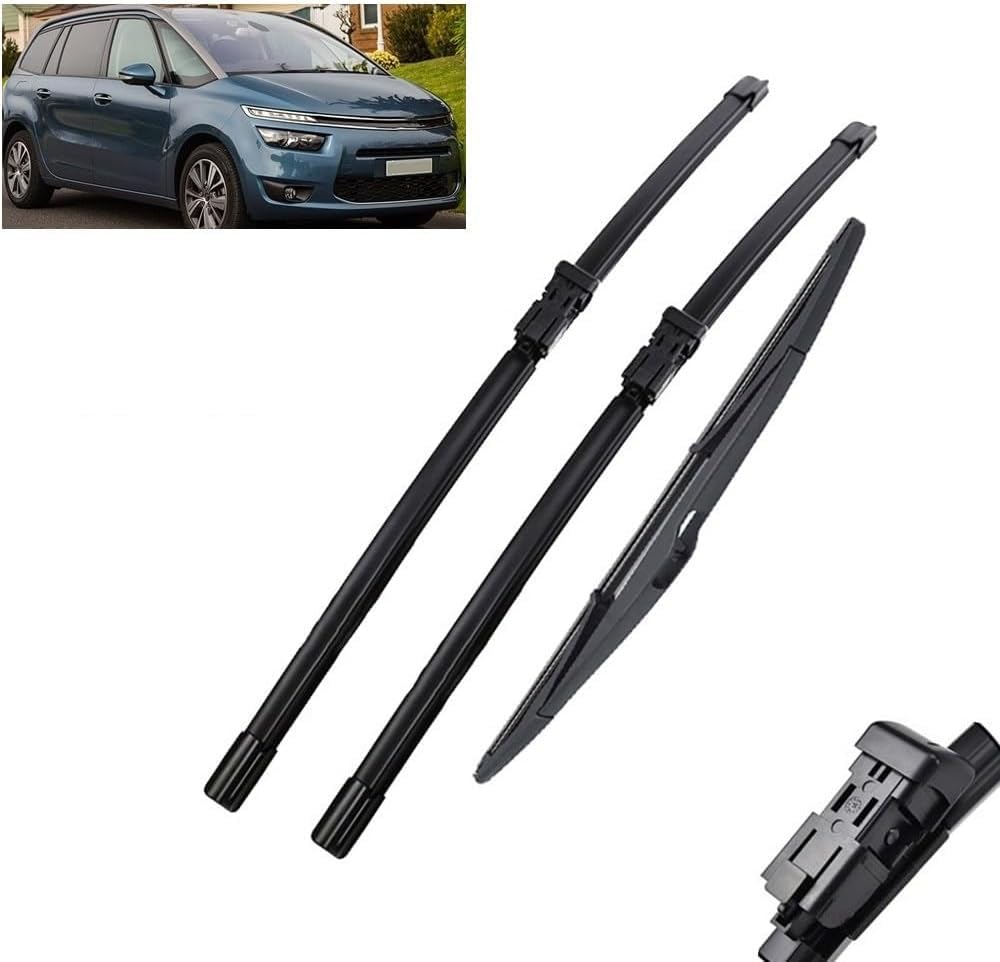 PLAKDFUU Wiper Blades Front Rear Set for Citroen C4 Grand Picasso 2 2013-2022 30"+30"+12" - Silent & Streak-Free