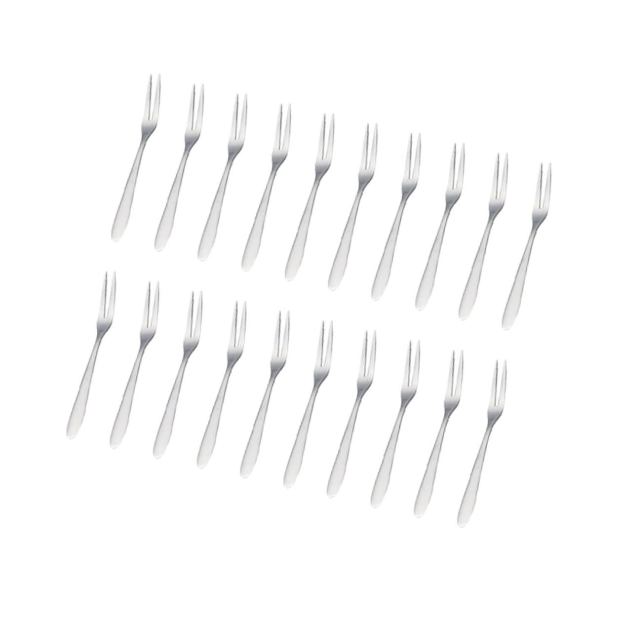 NAMOARLY 20pcs Fruit Fork Cake Forks Escargot Forks 2 Tine Fork Kitchen Forks Dessert Forks Table Forks Serving Forks Mini Forks Appetizer Forks Flatware Forks 2- Prong Forks Silver