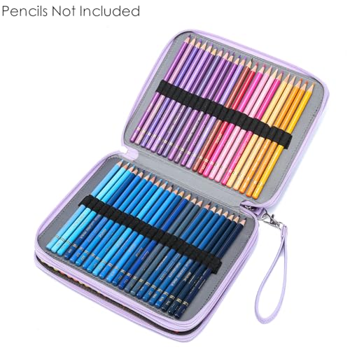 Image of YOUNGCOL 120 Slots Colored Pencil Case Color Pencil Organizer Storage Large Capacity Pencil Holder(Purple, 120 Slots)