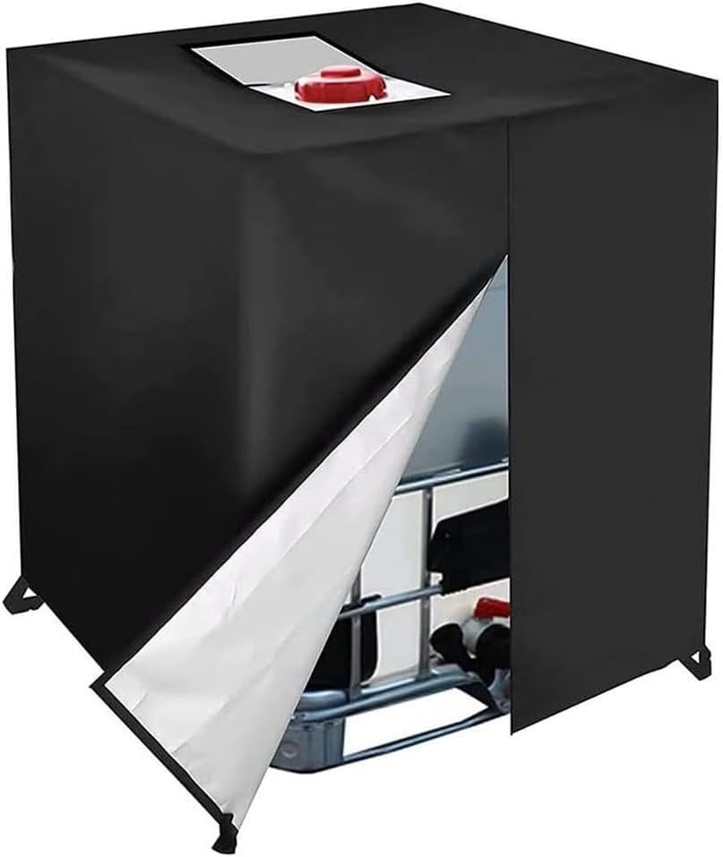 Zhanhai 210D Water Tank Cover Fits for IBC Container,300L/600L/800L/1000L Waterproof Dustproof with Side Zipper Foldable Storage Cover (600L 120 * 80 * 100cm)