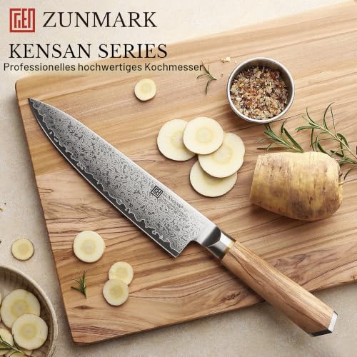 ZUNMARK Kochmesser 20cm Damastmesser, professionelles Küchenmesser scharfes – Ansicht 6