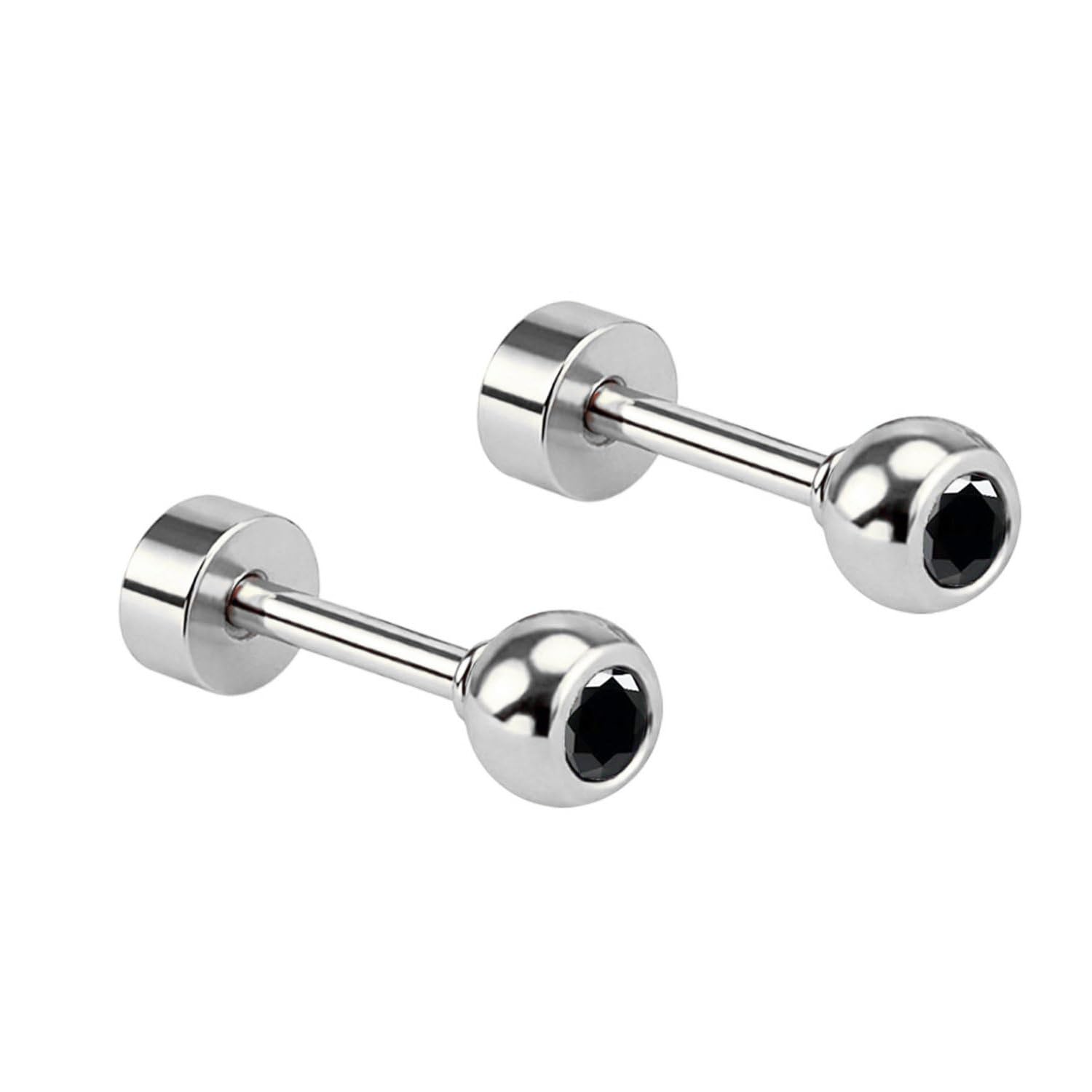 vama FASHIONS 3mm 18K Silver Plated Anti Tarnish Stainless Steel Small Drill Katori Black Stone Piercing Ear Studs Hypoallergenic Upper Tragus Lightweight Stud Earrings for Men & Boys-picture-34