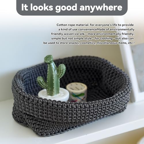 2 Stück Körbe Aufbewahrung, Aufbewahrungskorb Häkelkorb Geflochtener Korb Aufbewahrungskorb Geflochten korb Geflochten für Handtücher Kosmetik Schlüsseln Schmuck
