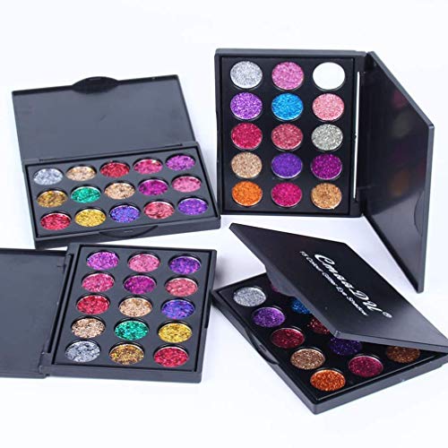 Mysense 15 Colors Glitter Eyeshadow Palette,Party Diamond Pressed Pighmented Mineral Ultra Makeup Shimmer Sequined Palette,Long Lasting Waterproof Eye Shadow Powder,02 #TOP7