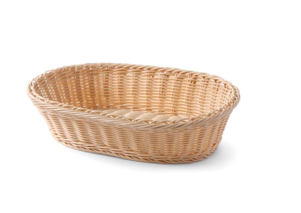 HENDI Corbeille à pain, ovale, panier, corbeille pour la présentation et le rangement du pain, porte pain, 380x270x(H) 90mm, polypropylène, acier inox