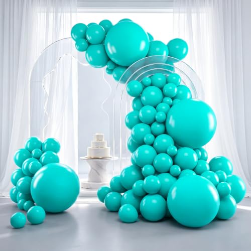 Image of RUBFAC Teal Blue Balloons 129pcs Different Sizes 18 12 10 5 Inch, Latex Turquoise Balloon Garland Arch for Birthday Party Decoration Wedding Engagements Anniversary Baby Shower Party Supplies