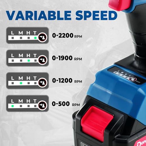 Dong Cheng 20V Brushless Impact Wrench, 698N.m High Torque, 1/2 inch 4-Speed Cordless Impact Gun with Storage Box, Easily Removes Bolts on Cars, Trucks, and Tractors, Includes 4.0Ah Battery & Charger - Image 5