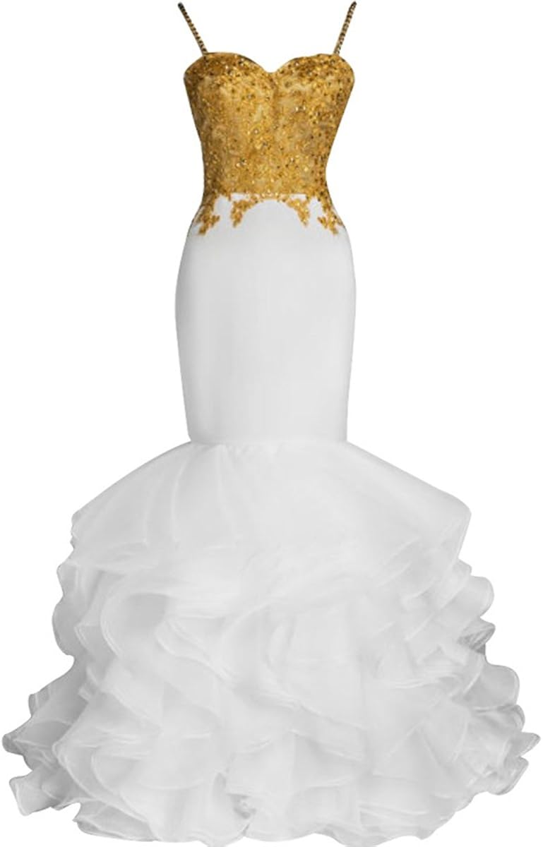 white and gold strapless dress