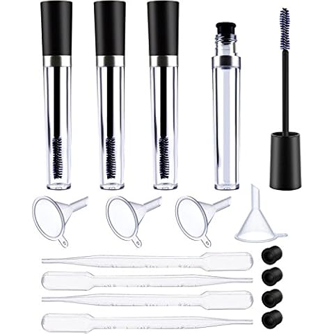 Aboat 8ml Empty Mascara Tube with Eyelash Wand, Rubber Inserts, Funnels and Transfer Pipettes Set for Castor Oil, DIY Mascara Container, Eyelash Cream Container Bottle Cover