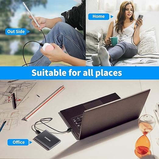Image of Original Type C to C Mobile Data Charging Cable for Samsung Galaxy A54 /A15 /A14 /A34 /A23,F54 /F34 /F23 /F14,M14 /M34 /M33 /S21 fe /S22 /S23 /S23 Fe 5G /S24 / SuperFast Transfer Power Delivery Cabel, Black (VIP-3)