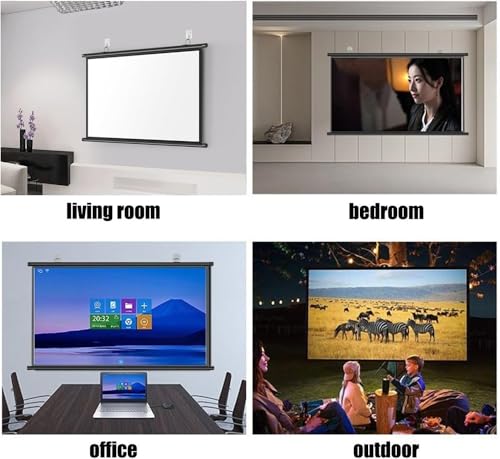 Pantalla Manual Proyector 72inch 16:9 Tela Antiarugas miniatura 2