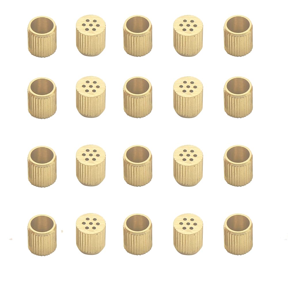 Jaiyniyadakata Gold Tone 20Pcs Hardware Mould Parts Brass Point Hole Core Box Vent, Height 6Mm/ 0.24Inch,Round Ventilation Granules Mould, Eyelet Ventilation Valve,Honeycomb Type Air Release Vent (Diameter 6Mm/0.24Inch)