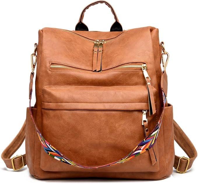 Image of Women's Stylish PU Leather Backpack Handbag | Trendy Shoulder Bag for College, Office, Travel & Daily Use | Convertible Backpack Purse with Multi Pockets
