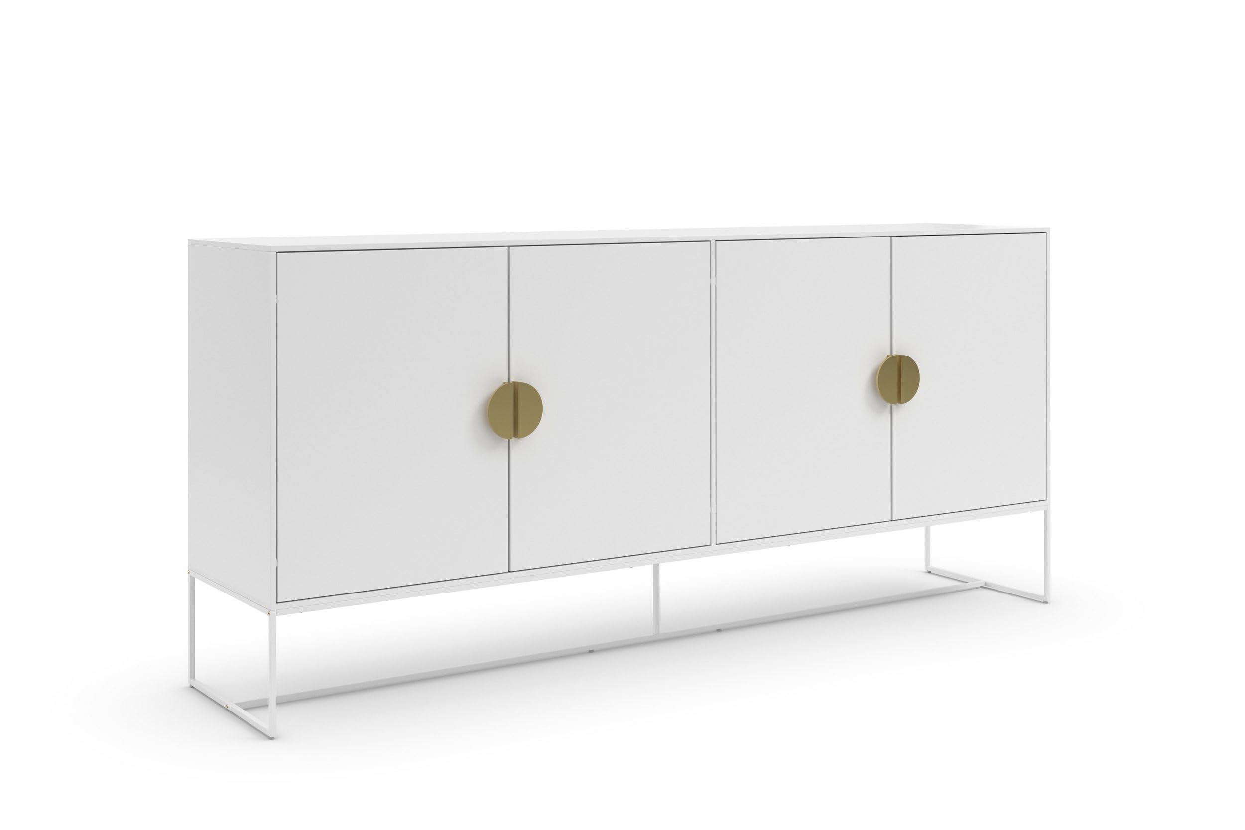 Dorel Home Asia Sideboard with 4 Doors in White, 40x180x82cm (DxWxH)