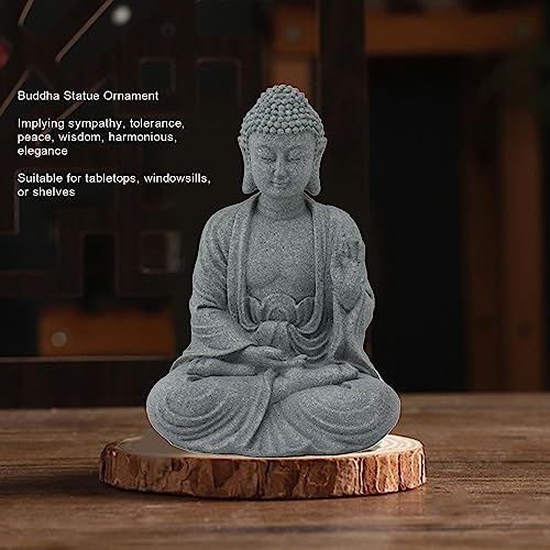Hztyyier Buddha Statue Entrance Decoration Garden Green Home Ornament Landscape Living Room Figurine Zen Room Sculpture Fish Tank Decorative Sandstone Backyard (7135K-02) - Image 4