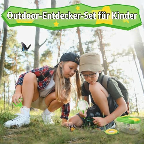 Funsland Forscherset für Kinder ab 4, Entdecker Set mit Insekten Beobachtungsbox, Lupenglas Kinder, Insektenfänger, 12 Gefälschte Insekten… – Ansicht 3
