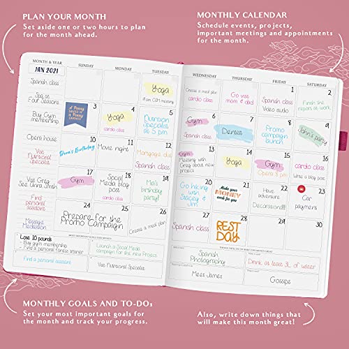 Legend Planner Pro Hourly Schedule Edition - Undated Deluxe Weekly & Daily Organizer With Time Slots. Time Management Appointment Book Journal For Work & Personal Life, A4 Size Hardcover - Hot Pink Gold Foil #TOP3