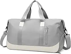 Bolsa De Mão Mala Viagem Academia Feminina Masculina Super Grande, Compartimentos Com Zíper, Espaço Para Tênis Ou Roupas Sujas Alça Removível Modelo Transversal Bordo Poliéster (Cinza Elegante)