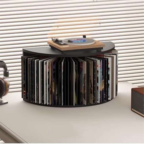 Estantería de discos vinilo en madera premium organizador semicircular de escritorio 6