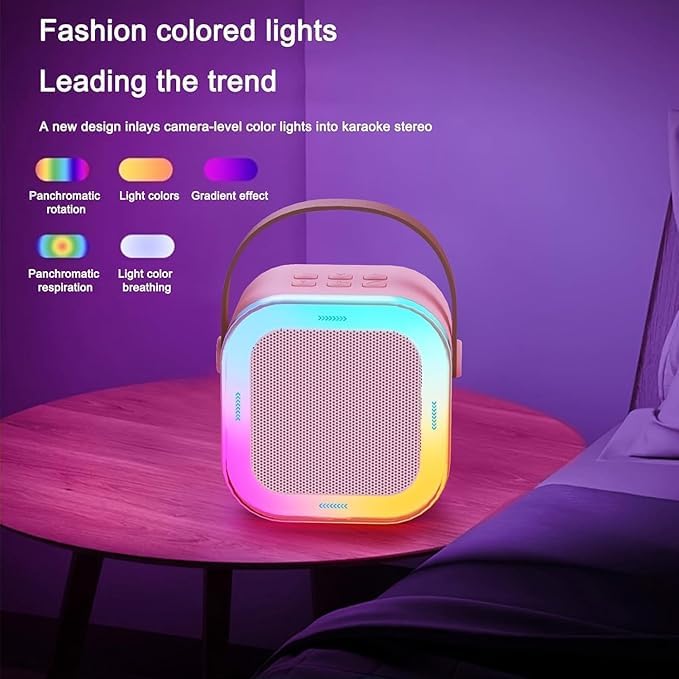 Image of PhoenixX Karaoke Rechargeable Mic with Speaker for Singing | Wireless Mini Portable Bluetooth Speaker with Microphone & LED Lights | Cute Birthday Gift for Kids Musical Toys for Boys,Girls and Adults