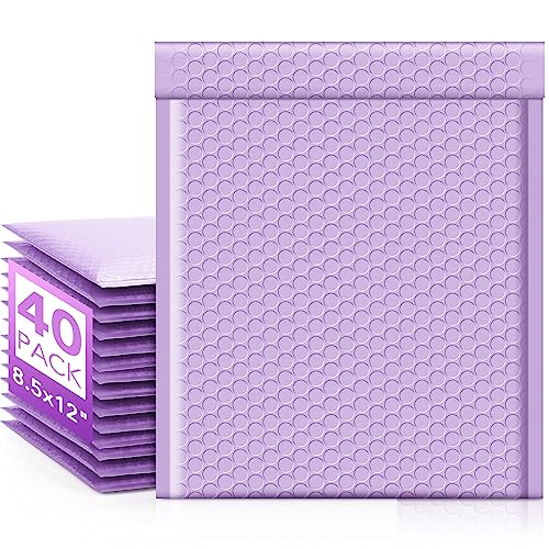 Image of Fuxury Bubble Mailers 8.5x12 inch 40 Pack Large Bubble Envelopes Usable 8.5x11 inch | Thick Cushioning Mailer for Mailing Books Clothes Mothers Day Gifts Mailers Lavender #2