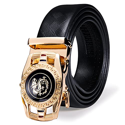 Image of Dubulle Designer Mens Belts, Sliding Automatic Buckle Ratchet Dress Belt TOP Genuine Leather Strap Gifts