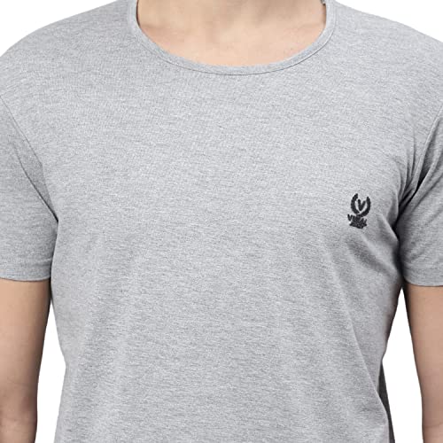 Image of Mack Jonney Men Round Neck Cotton Solid Regular Fit T-Shirt-T Anthraa 01-P