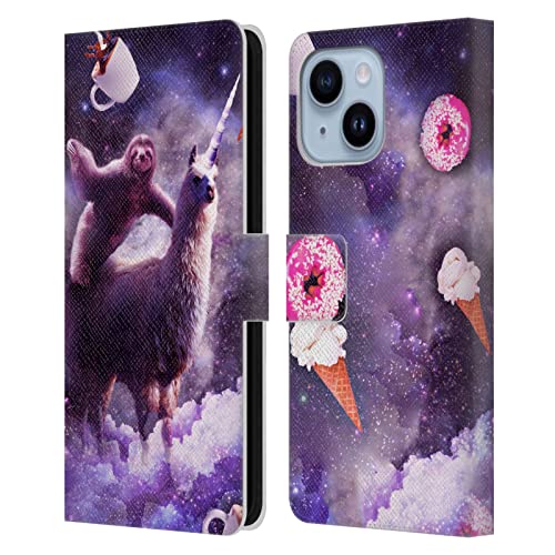 Housse Apple iPhone 14 Plus portefeuille cuir avec motif Licorne paresseuse antichoc