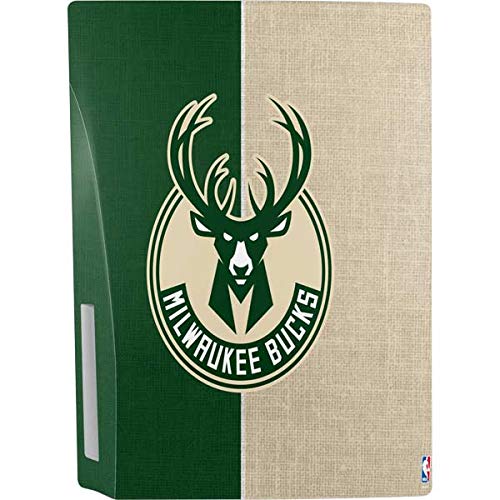Skinit Decal Gaming Skin Compatible with PS5 Bundle - Officially Licensed NBA Milwaukee Bucks Split Canvas Design