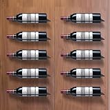 GeLive Wall Mounted Wine Bottle Holder Individual Wine Rack Aluminum Alloy Wine Collection Display Storage Organizer on Wood Surface Concrete Wall Kitchen Bar Home Wall Decor Matte Black 10 Pcs