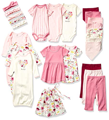 Touched by Nature Unisex Baby Organic Cotton Layette Set and Giftset, Botanical, 0-6 Months